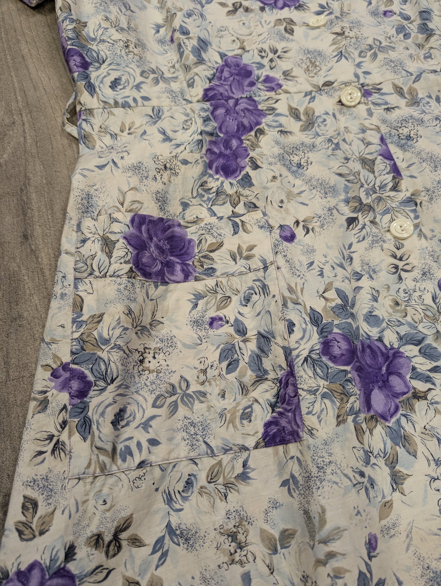 50s/60s purple floral cotton dress - L/16