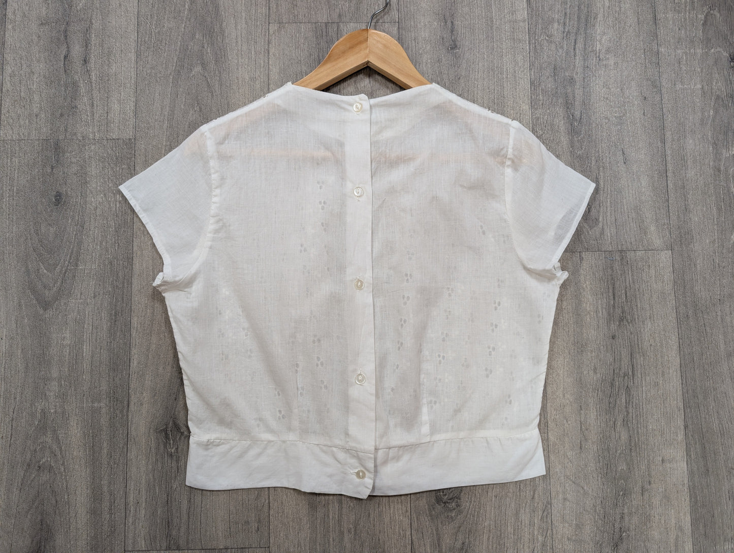 1960s white cotton broderie anglaise blouse - M/12/14