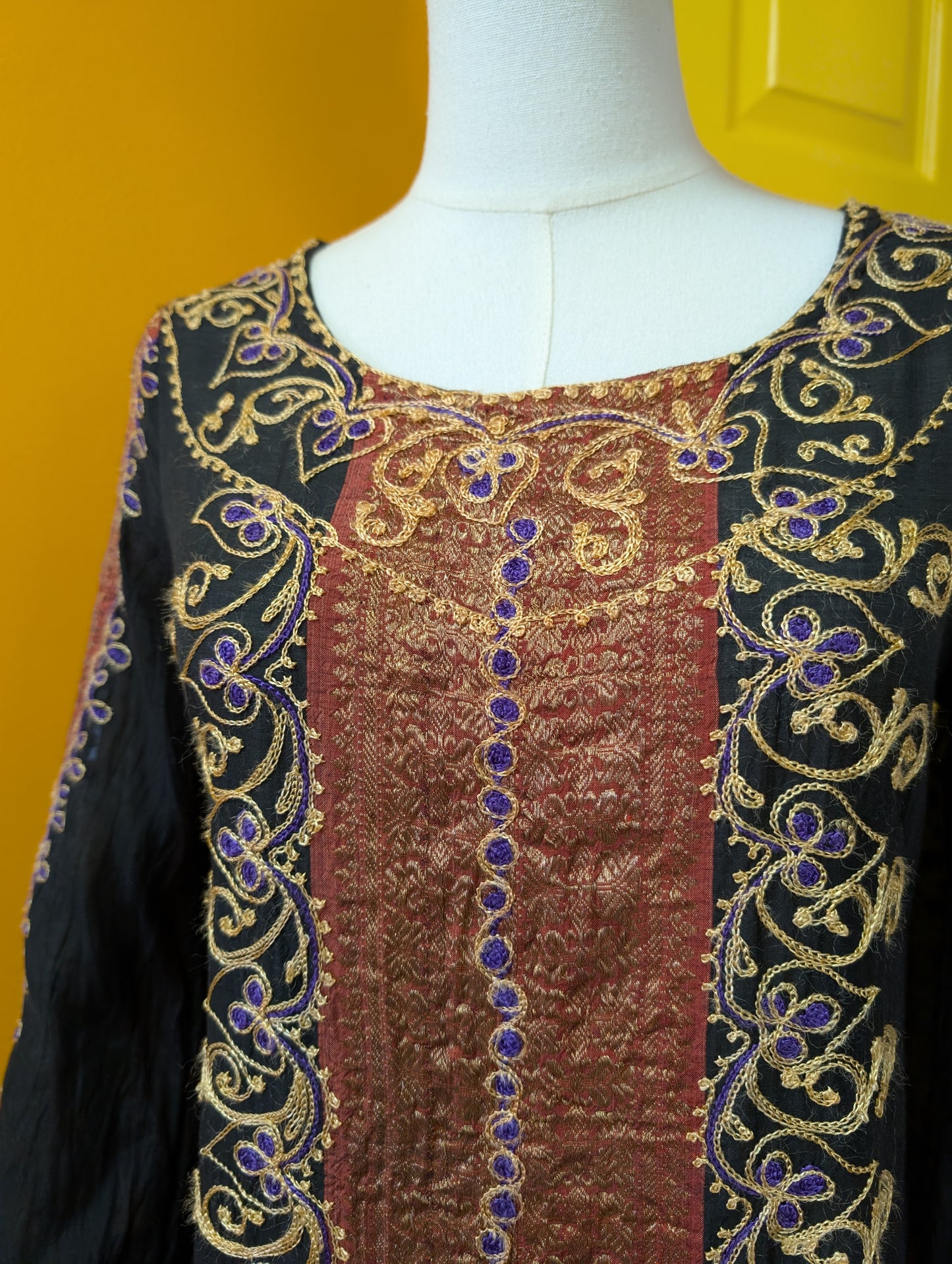 Ayesha's Ayesha Davar embroidered cotton voile kaftan dress - XS/S