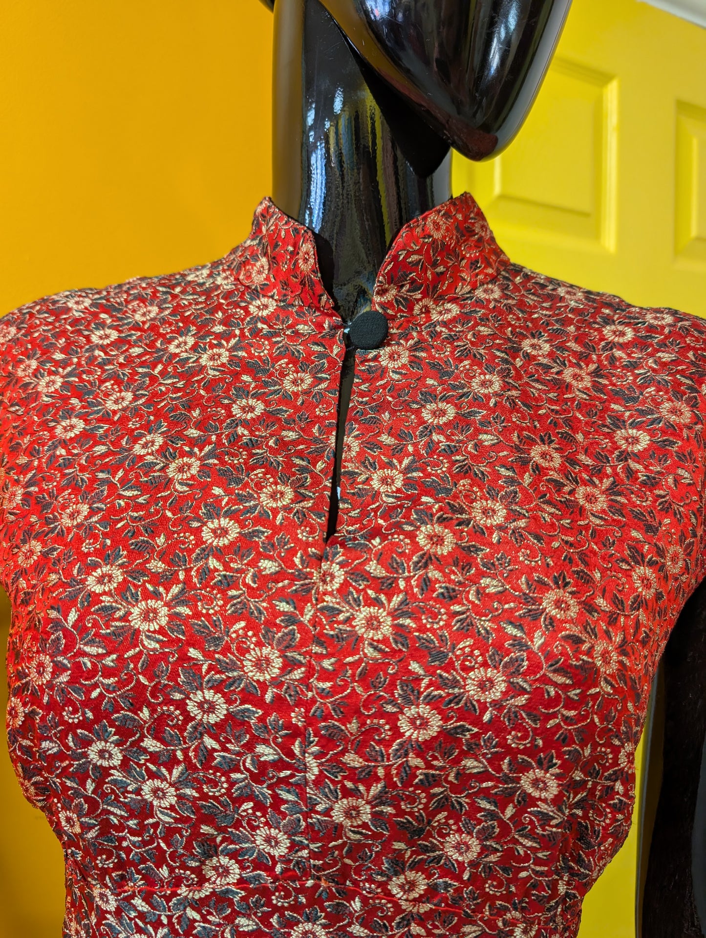 1960s red & gold dress - S/10