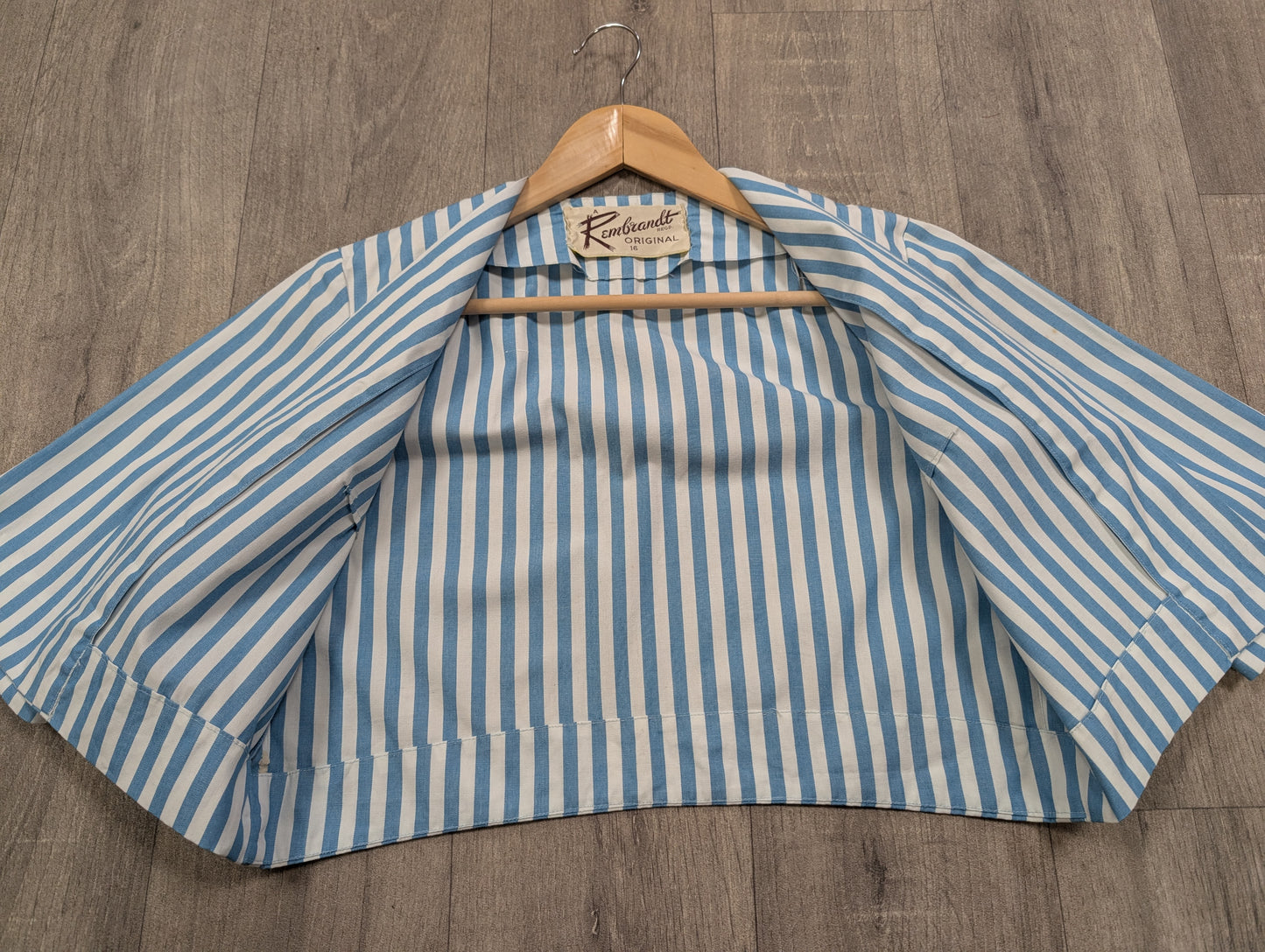 1950s Rembrandt blue/white striped cotton jacket - S/M