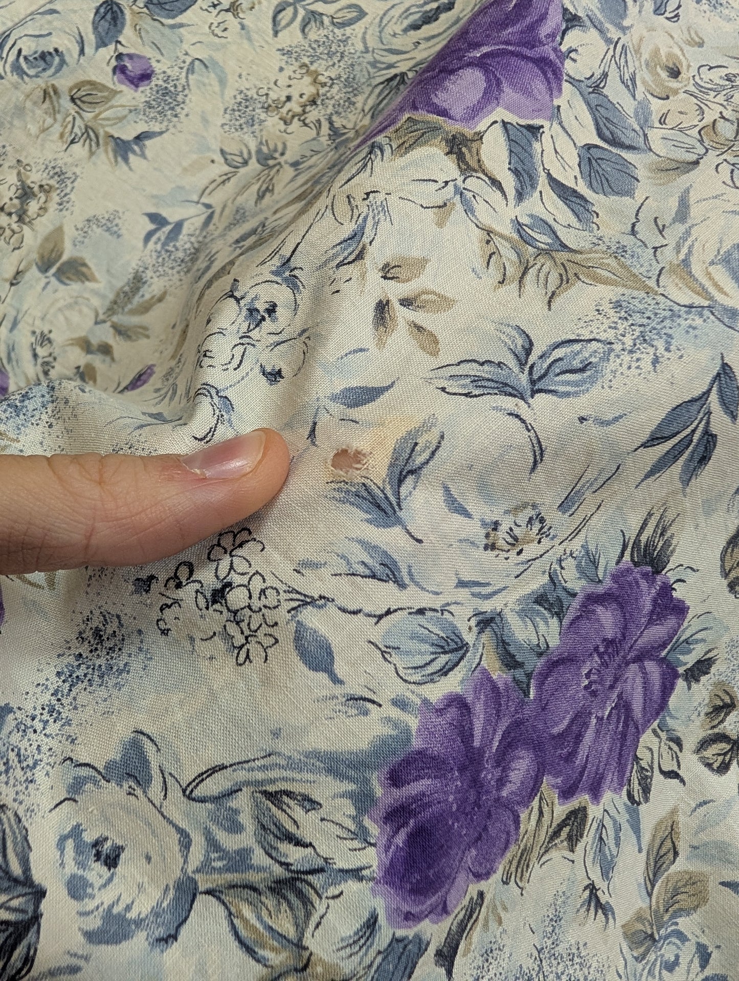 50s/60s purple floral cotton dress - L/16