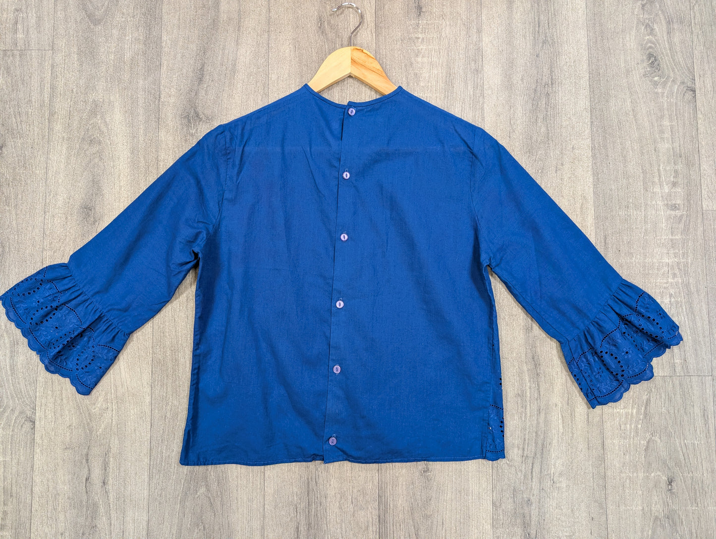 1960s Prova navy blue broderie anglaise blouse - M