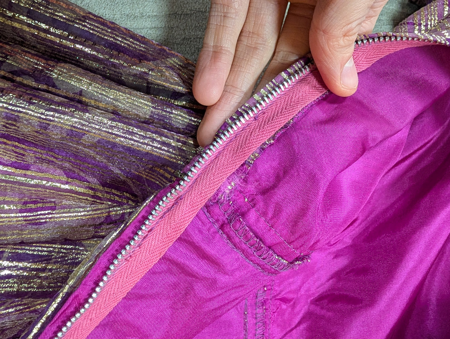 60s/70s Peterson Maid sparkly purple & gold dress - XS/S/6/8