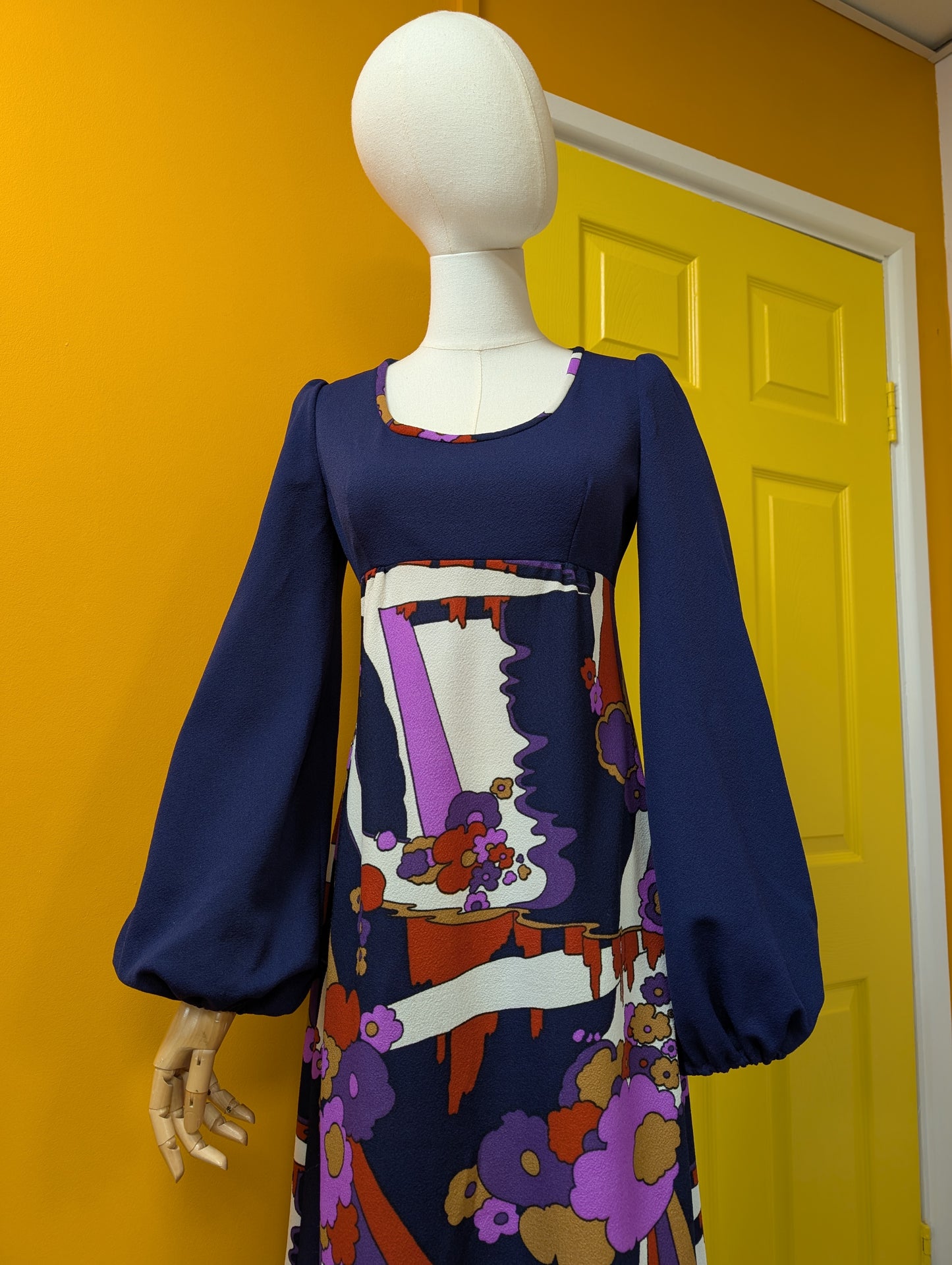 1970s psychedelic maxi dress - S/8