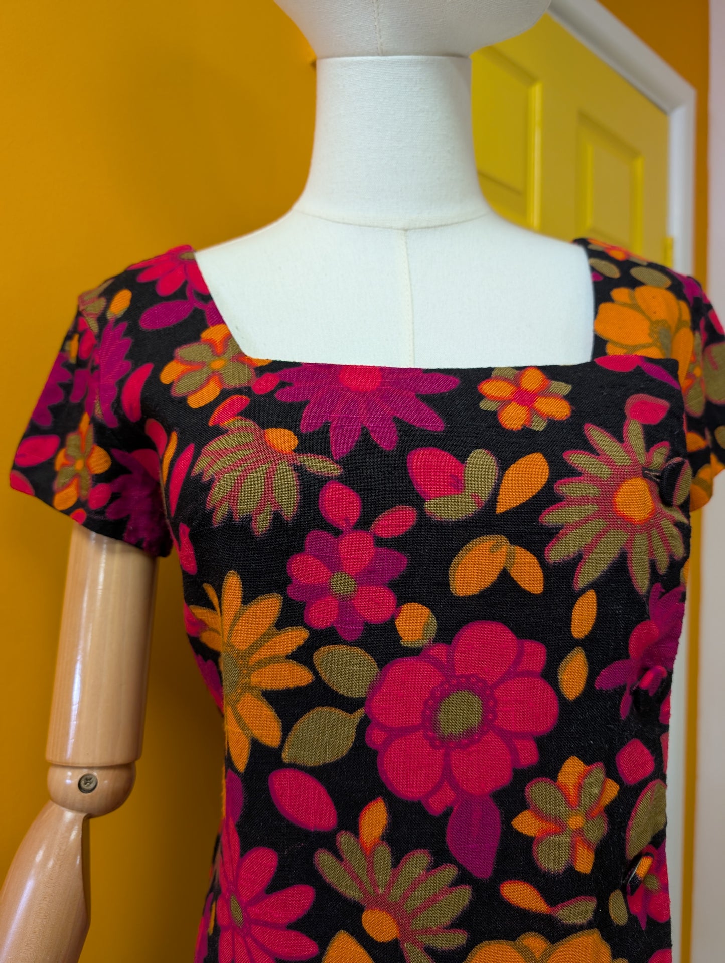 1960s Carnegie floral dress - S/8/10