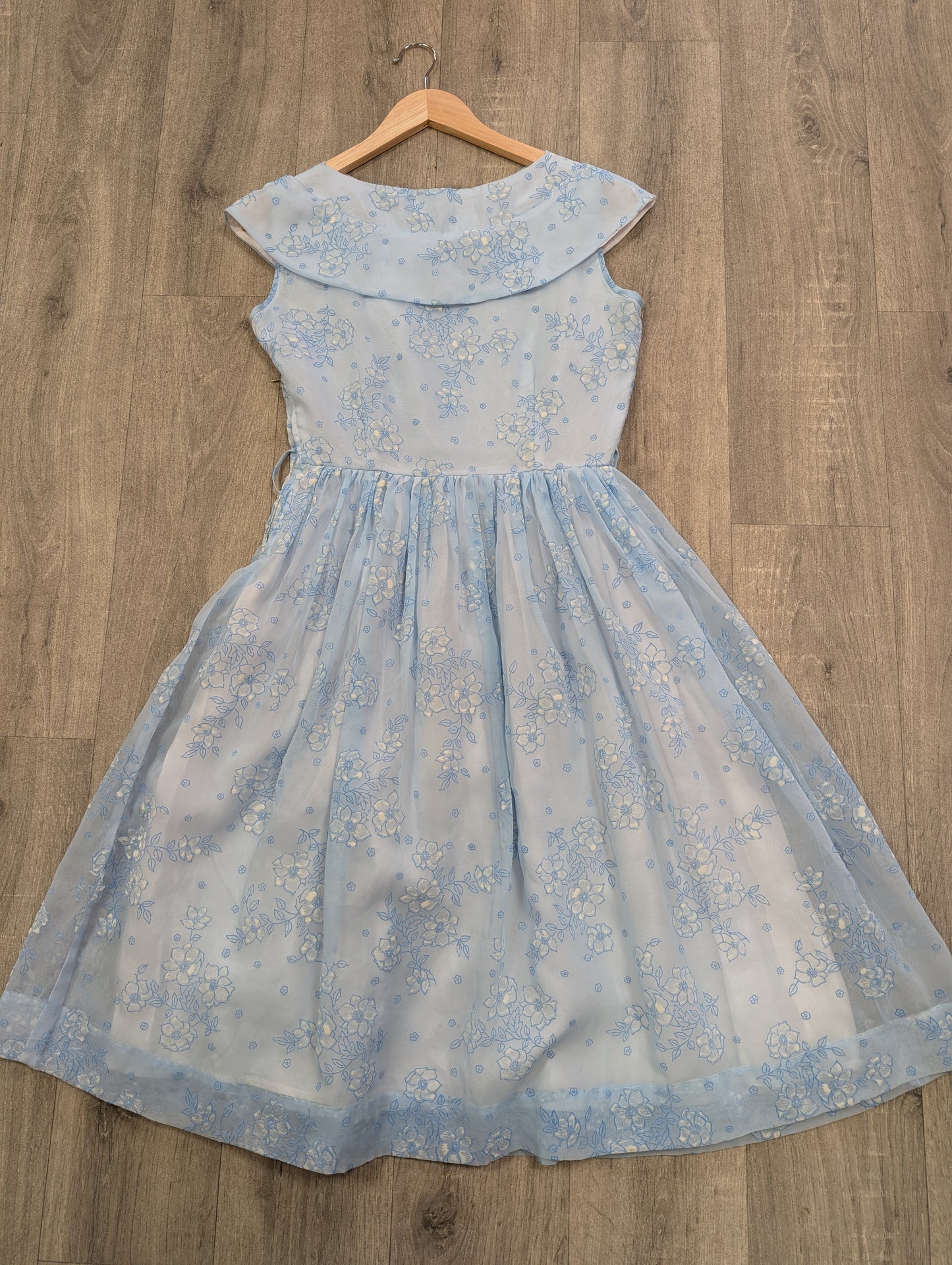 Sweet 1950s blue floral dress - S/8/10
