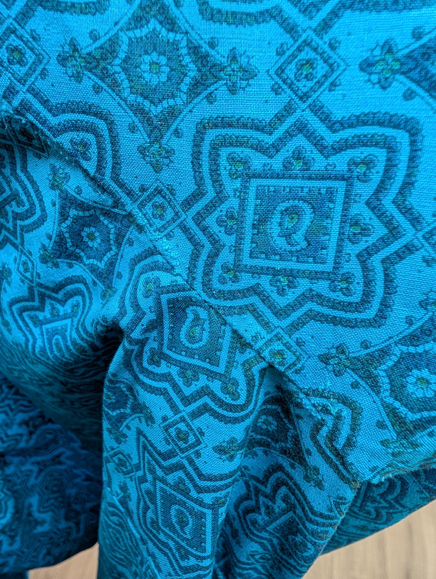 1960s blue cotton mini dress - S/8/10