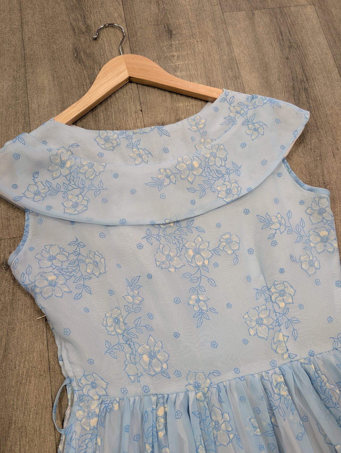 Sweet 1950s blue floral dress - S/8/10