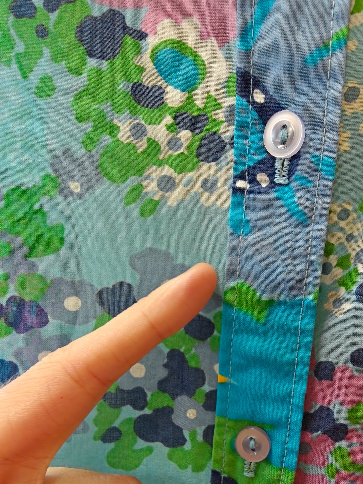1970s St Michael floral cotton balloon sleeve shirt - M
