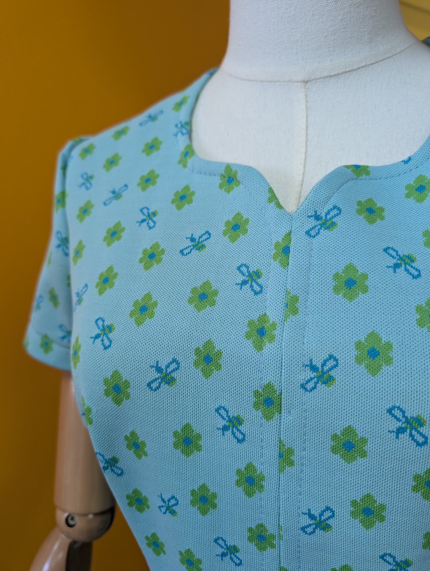 1960s novelty crimplene mini dress - XS/S/6/8