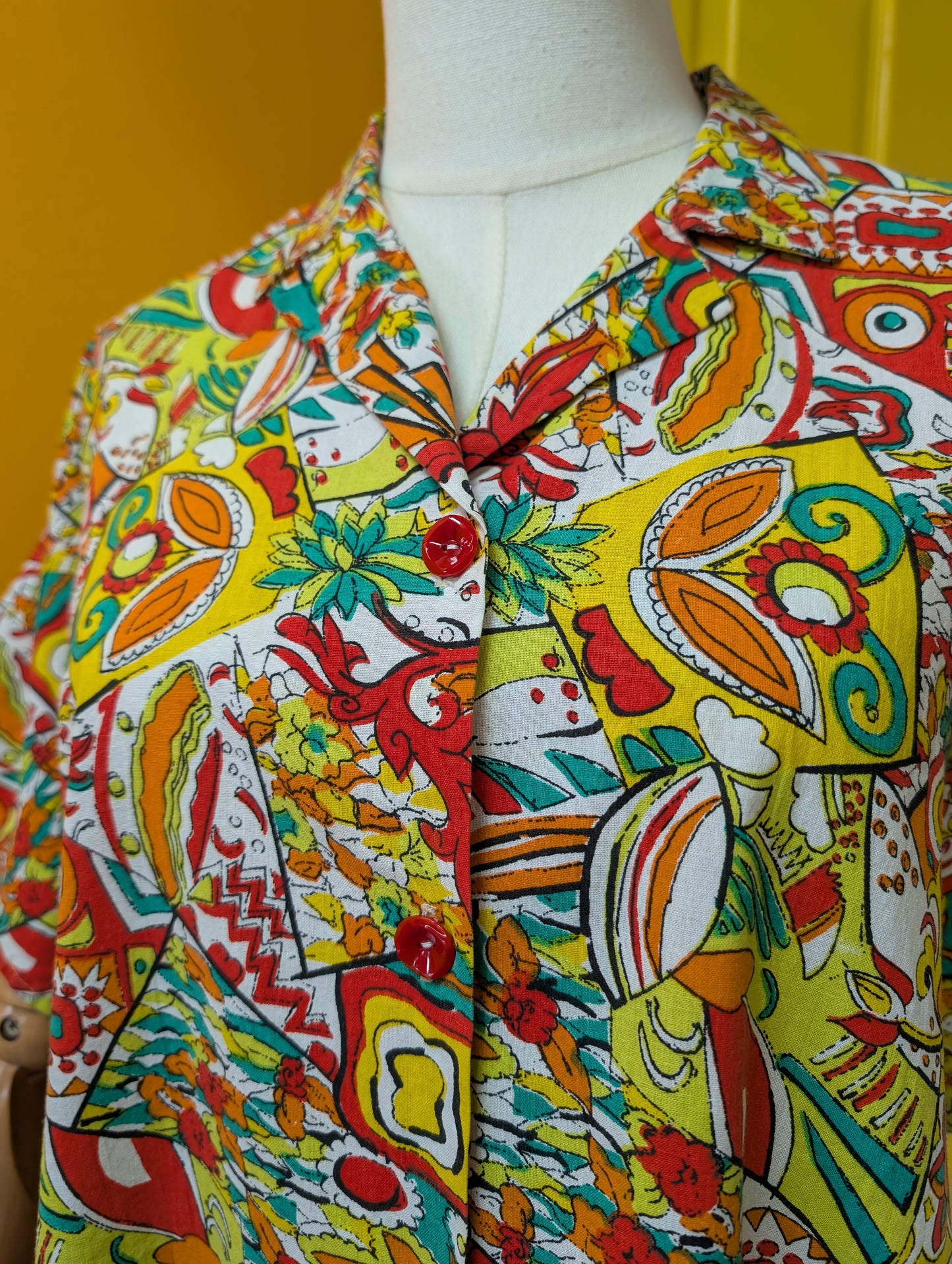 Abstract print cotton shirt - L