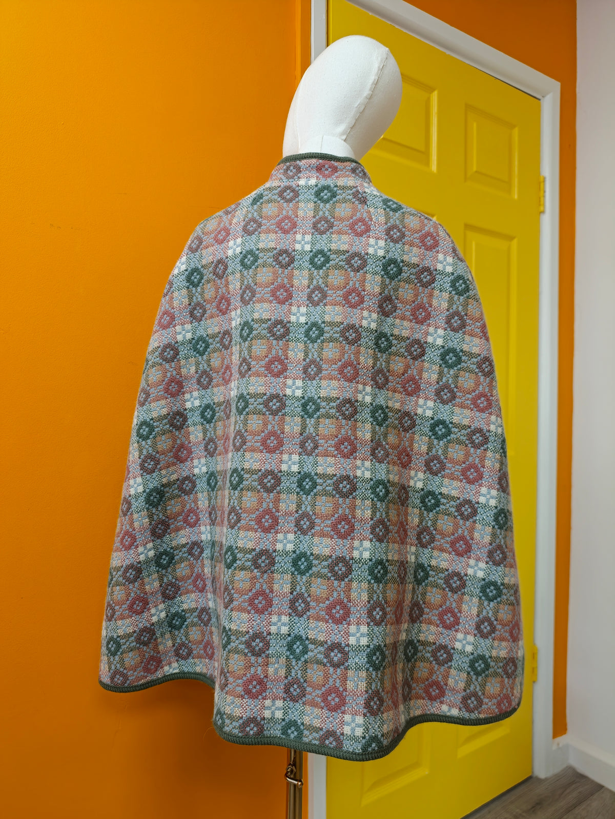 Trefriw Welsh tapestry wool cape with belt