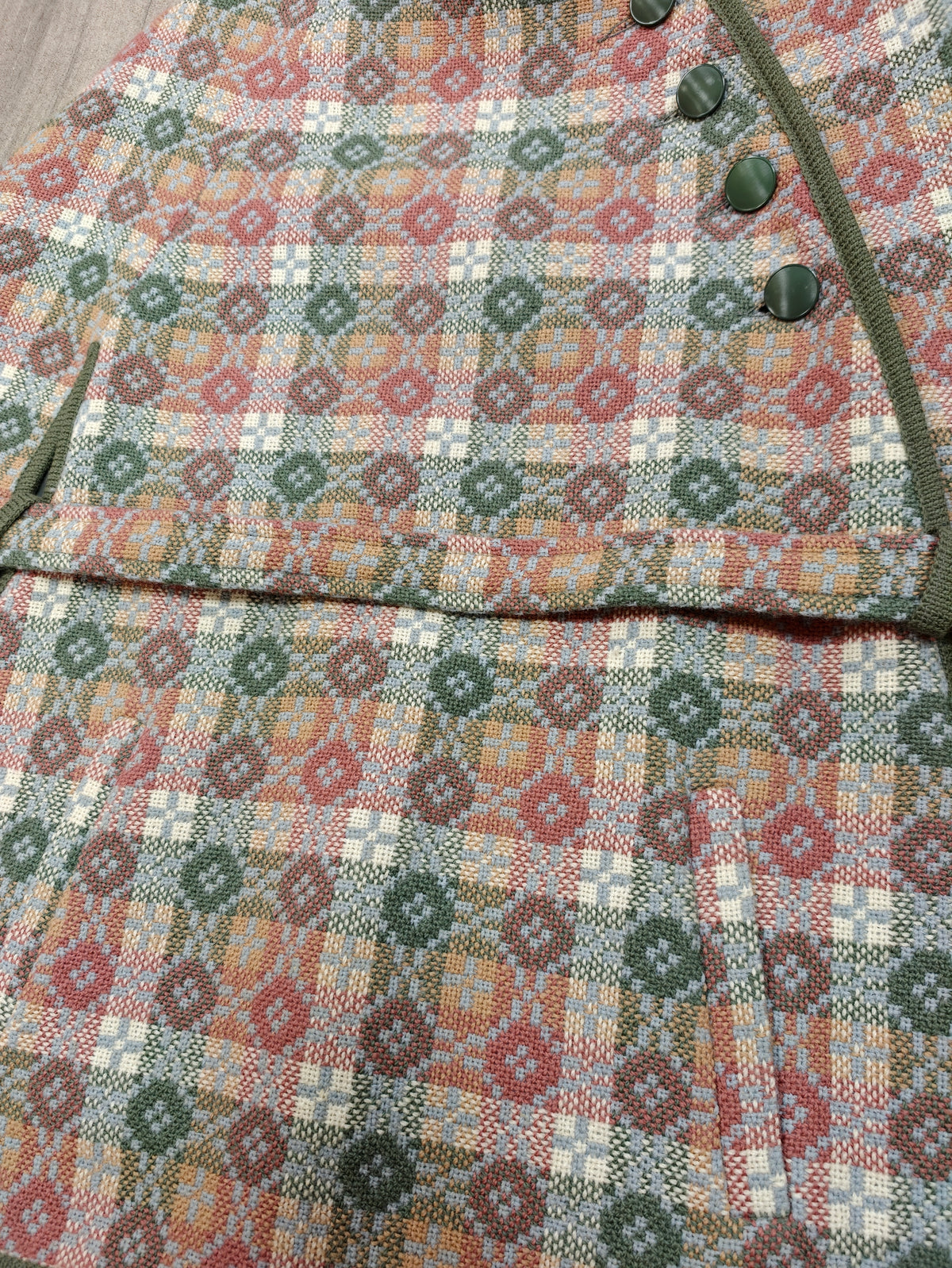 Trefriw Welsh tapestry wool cape with belt