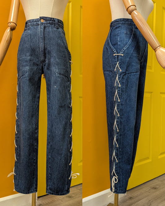 70s/80s John Craig lace up jeans - 24" waist
