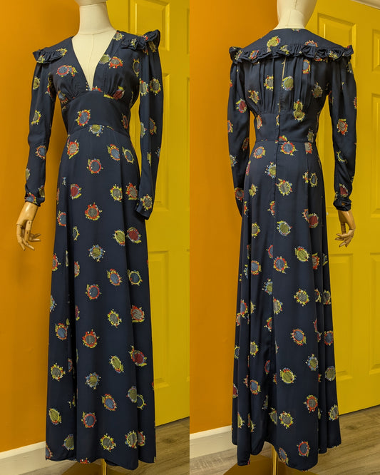 1970s Ossie Clark for Radley sold at Fenwick Celia Birtwell print maxi dress - XS/S/6/8