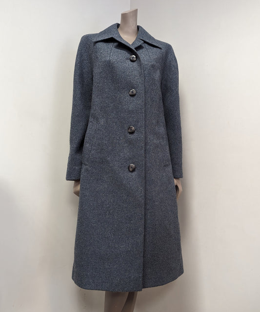 1970s Classikem bluey grey pure new wool coat - Medium
