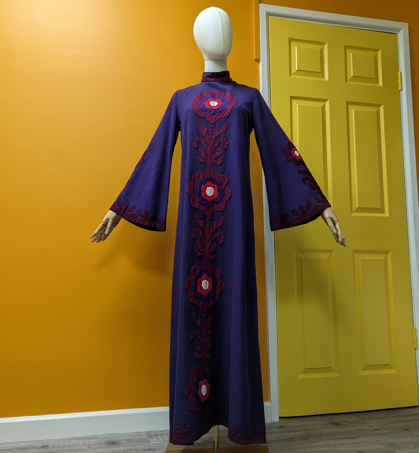 Phenomenal 1960s Ayesha's Indian cotton appliqué kaftan - XS/S