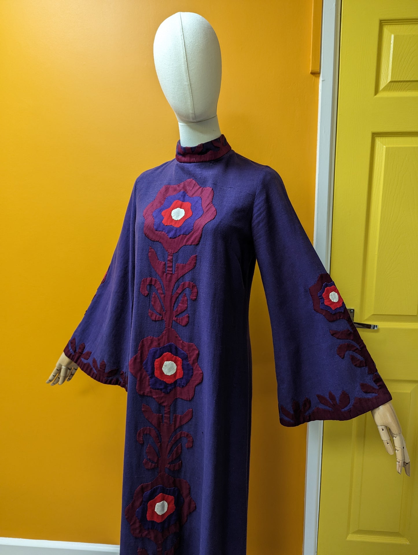 Phenomenal 1960s Ayesha's Indian cotton appliqué kaftan - XS/S