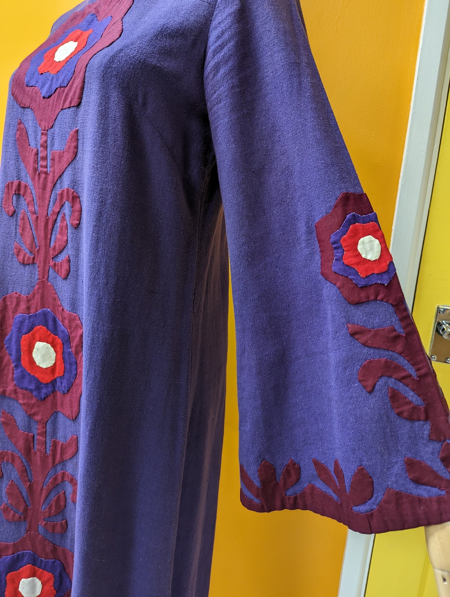 Phenomenal 1960s Ayesha's Indian cotton appliqué kaftan - XS/S