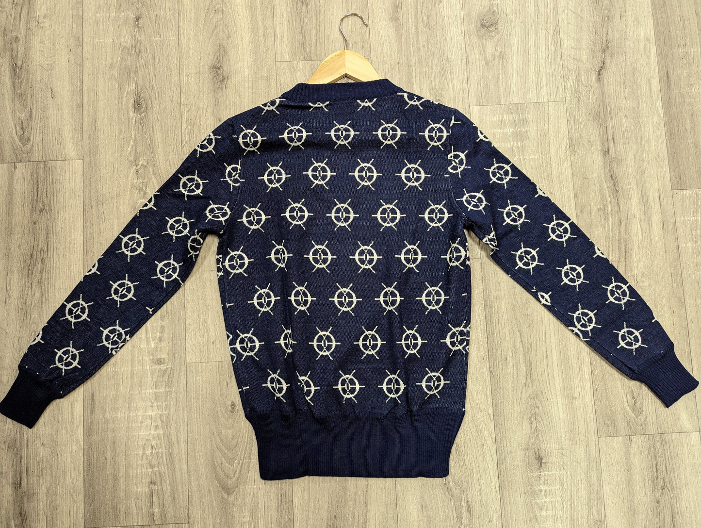 1970s navy/white novelty jumper - S/M