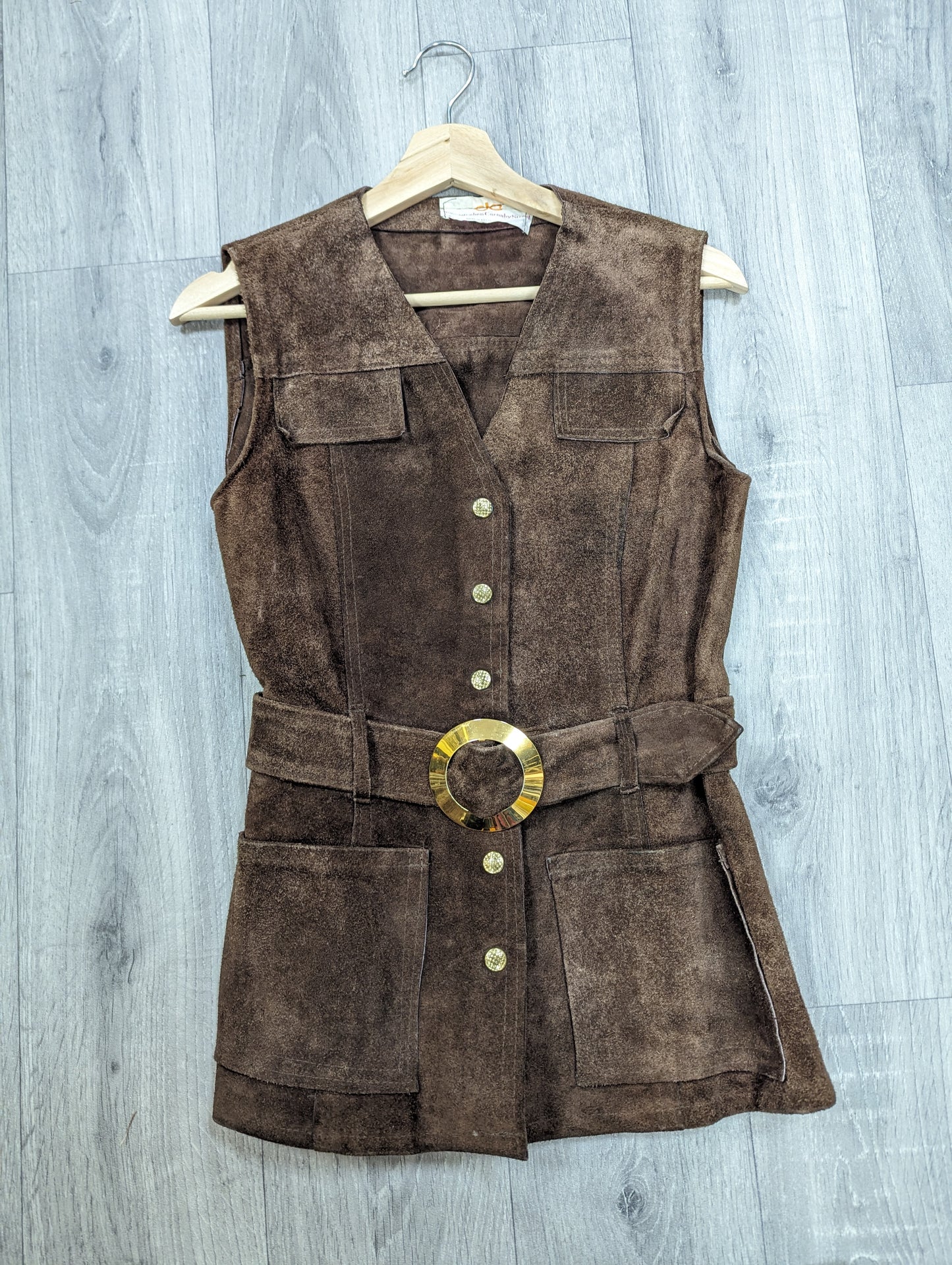 Rare 1960s John Stephen Carnaby Street brown suede waistcoat - Size 8