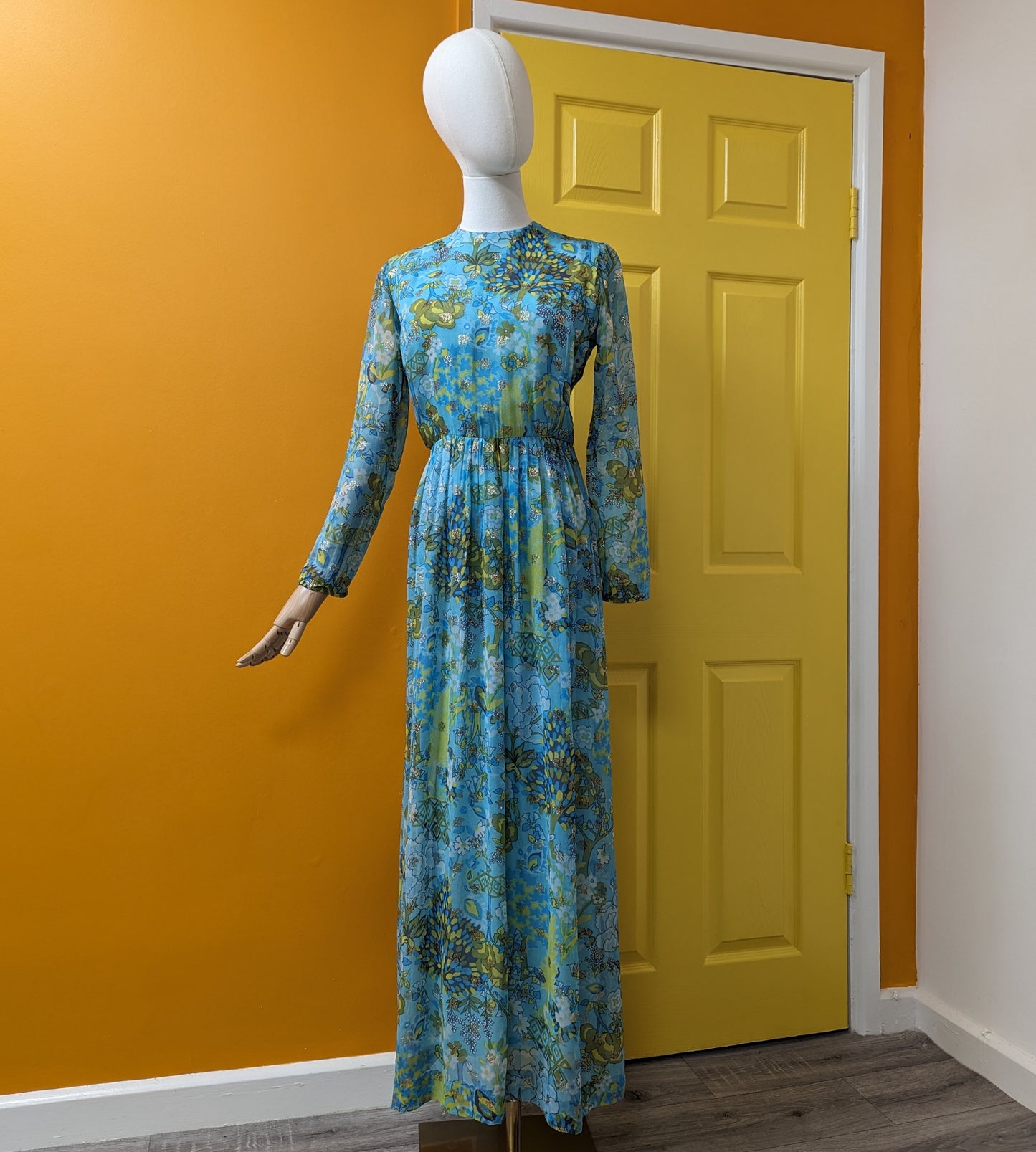 Gorgeous 1960s Marty Modell for Harrods tree print maxi dress - XS/S