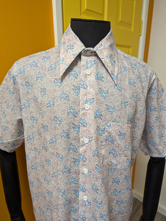 1970s Bradlees bird print shirt - L/XL