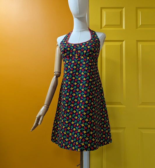 1970s Silhouette Scene Setters halter neck mini dress - Size 10