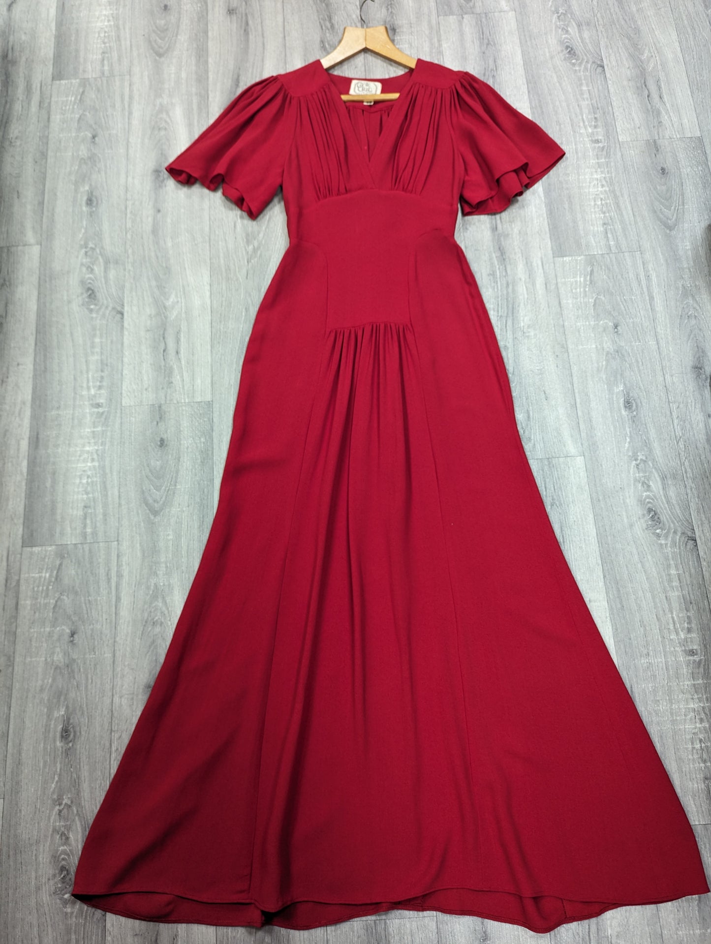 Incredible 1970s Ossie Clark for Radley red moss crepe maxi dress - Size 8