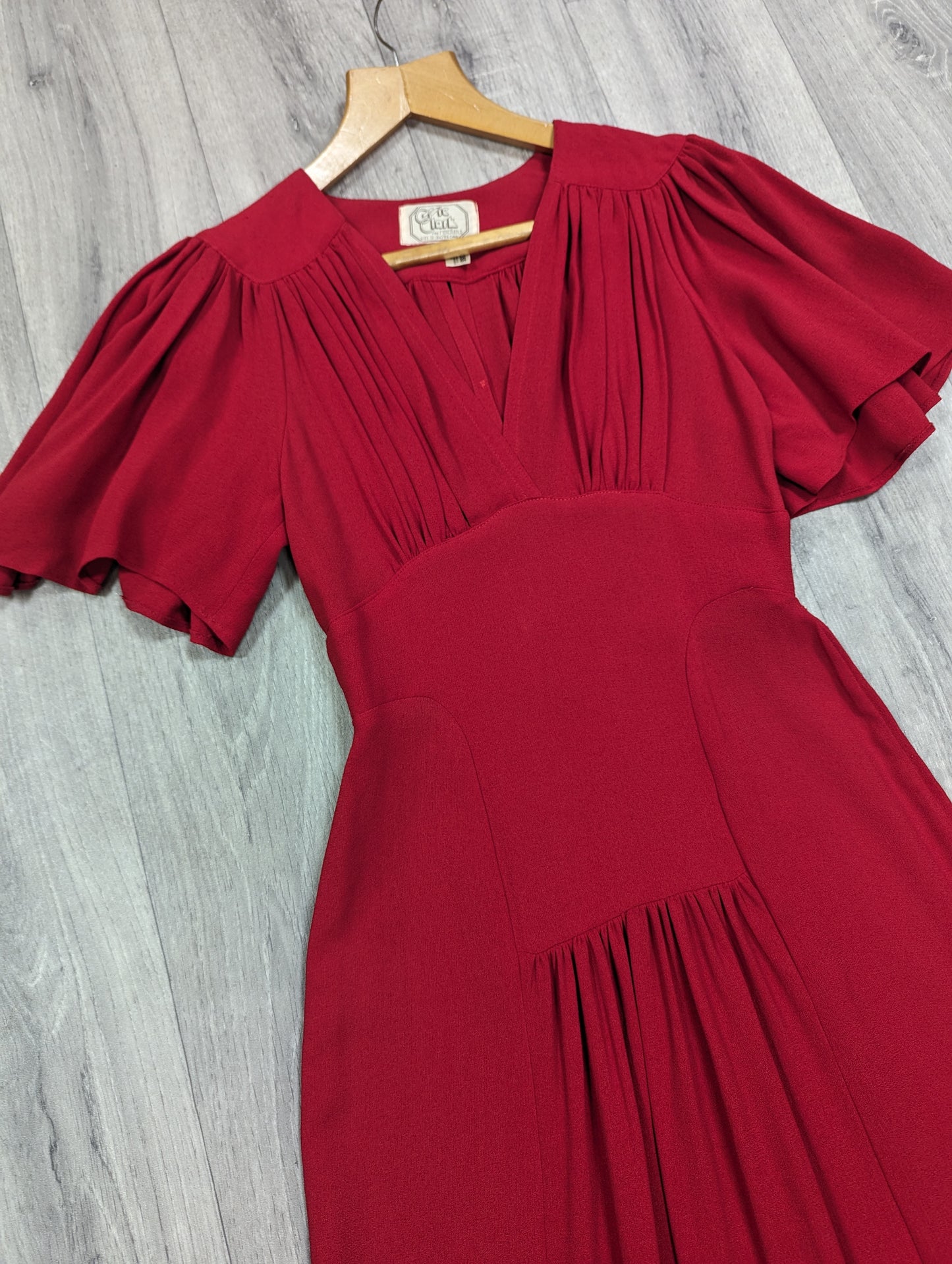 Incredible 1970s Ossie Clark for Radley red moss crepe maxi dress - Size 8