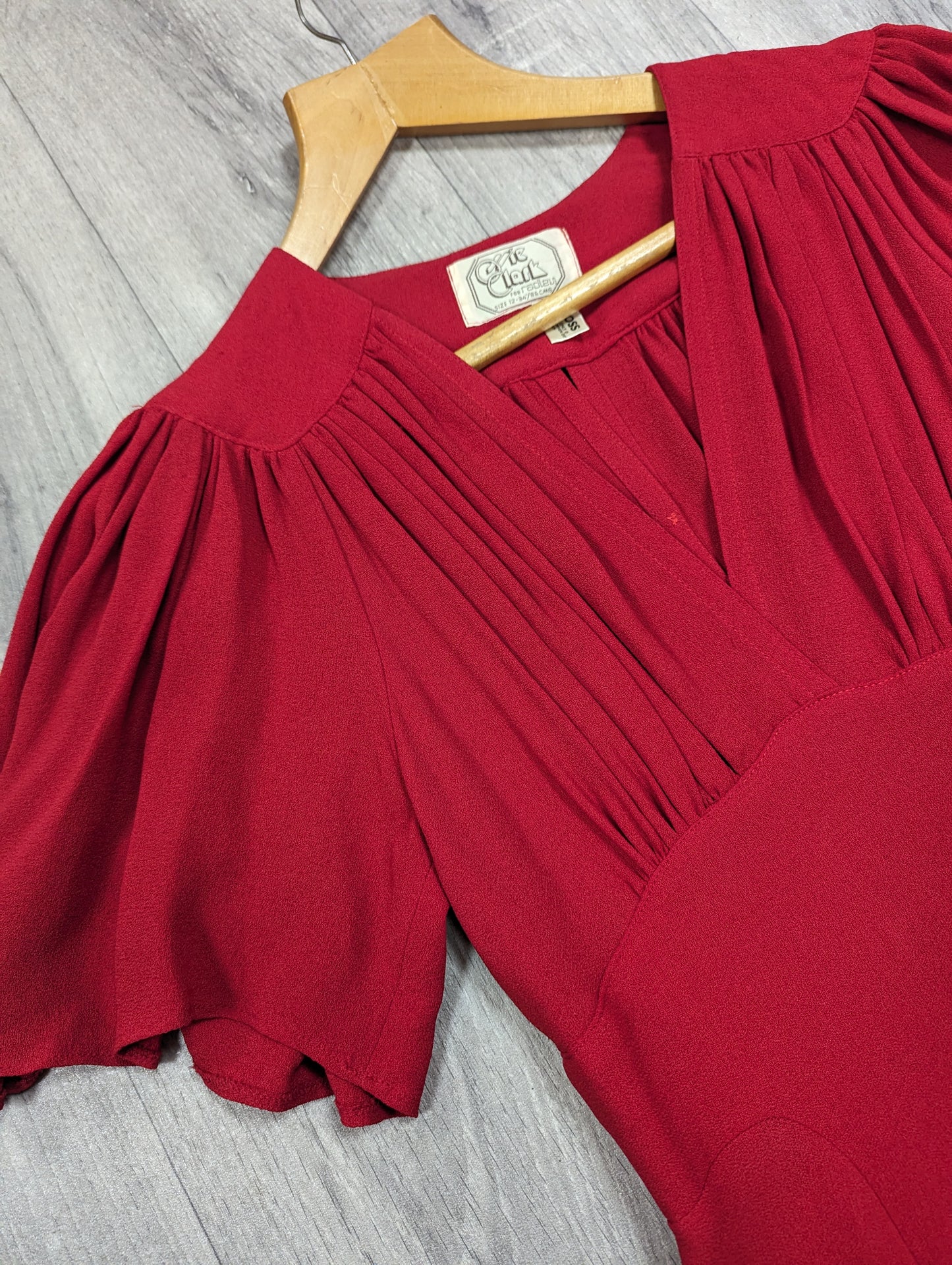 Incredible 1970s Ossie Clark for Radley red moss crepe maxi dress - Size 8