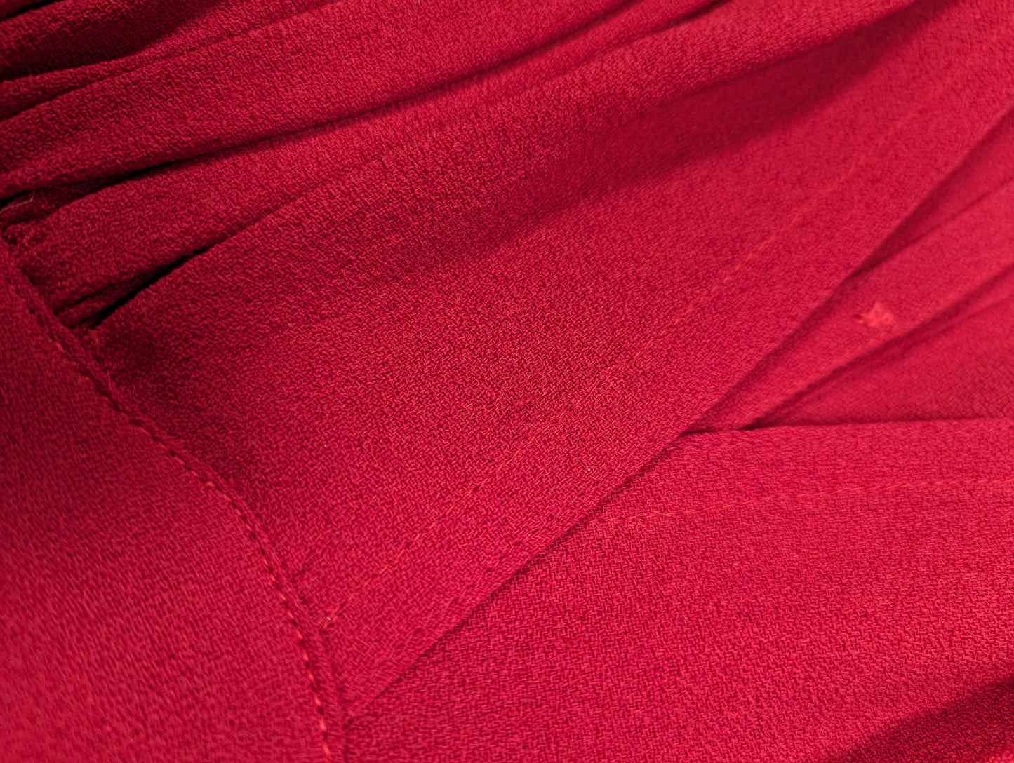 Incredible 1970s Ossie Clark for Radley red moss crepe maxi dress - Size 8