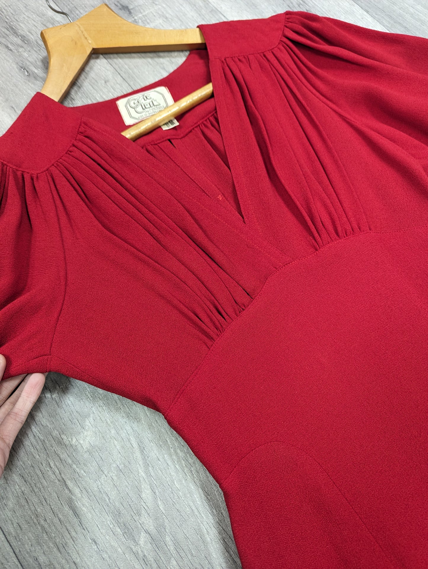 Incredible 1970s Ossie Clark for Radley red moss crepe maxi dress - Size 8