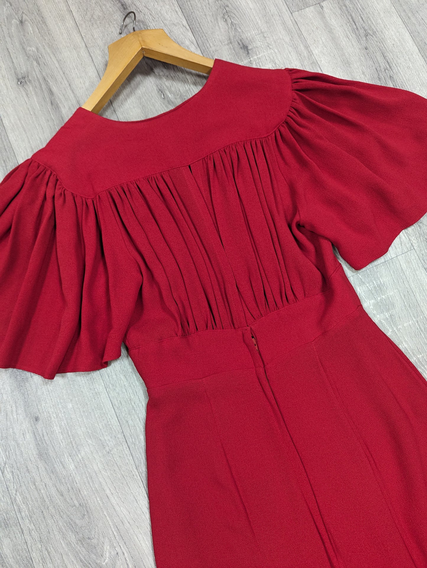 Incredible 1970s Ossie Clark for Radley red moss crepe maxi dress - Size 8