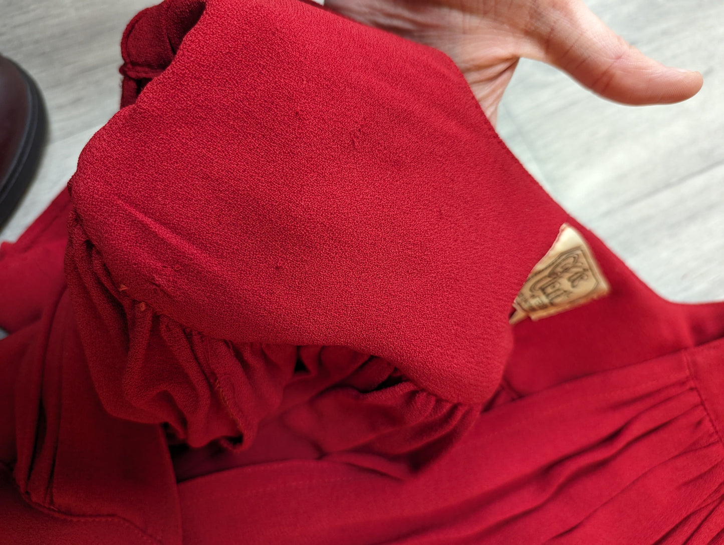 Incredible 1970s Ossie Clark for Radley red moss crepe maxi dress - Size 8