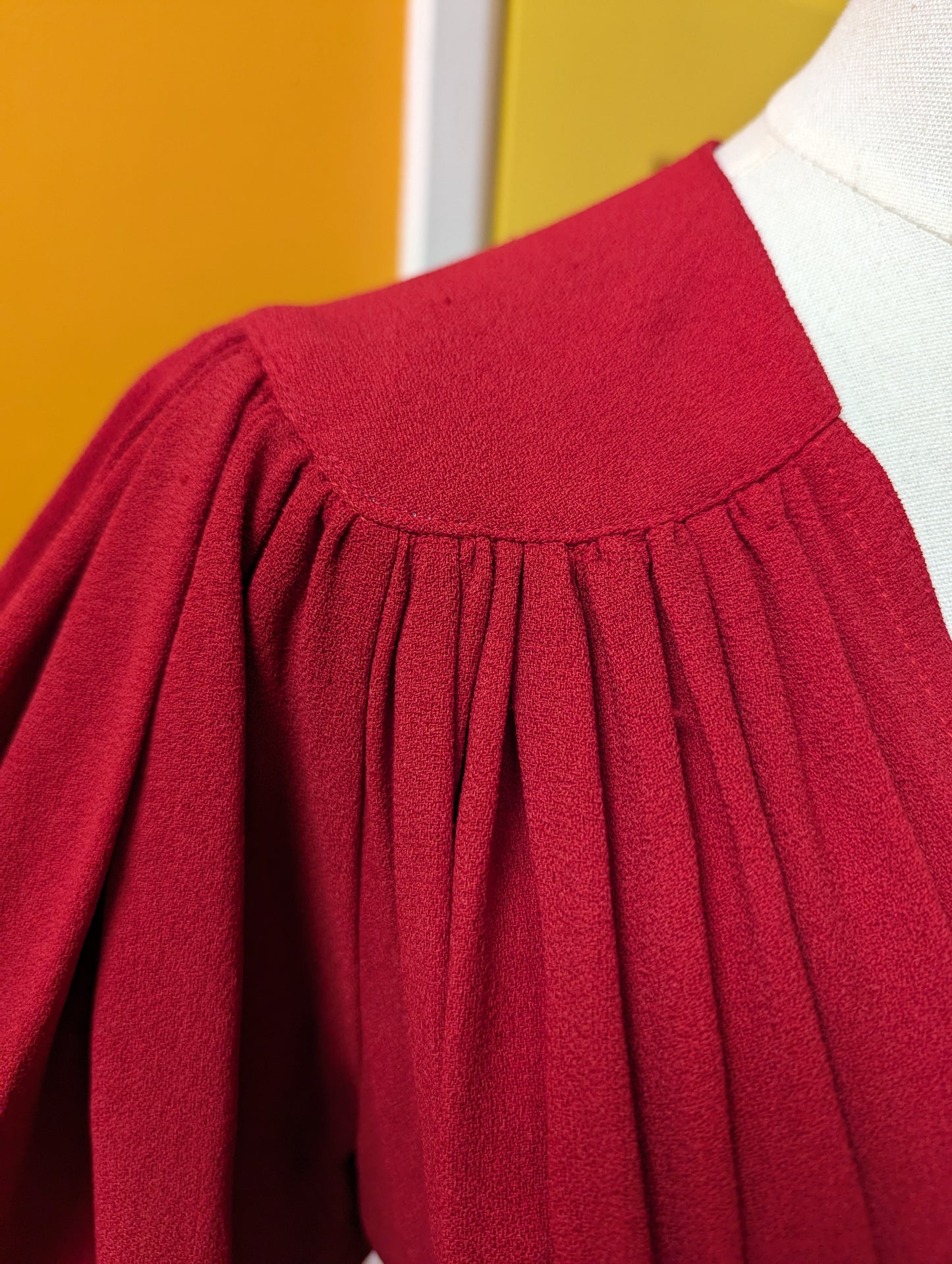 Incredible 1970s Ossie Clark for Radley red moss crepe maxi dress - Size 8