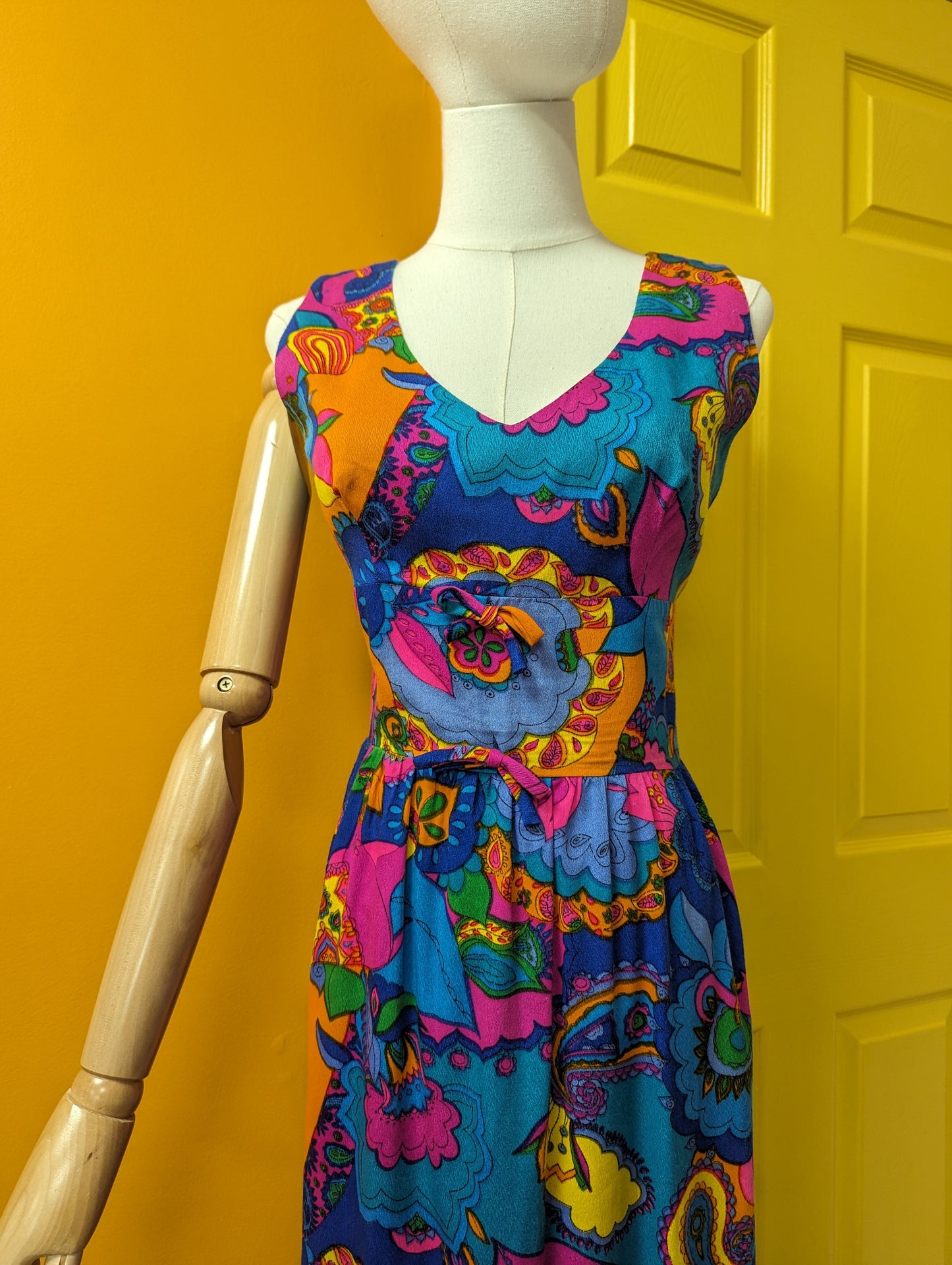 1960s Sambo psychedelic maxi dress - Size 8