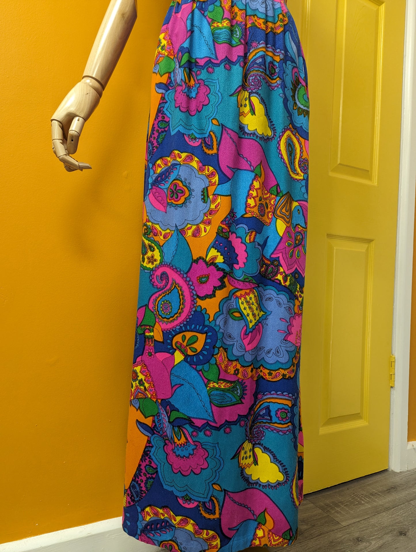 1960s Sambo psychedelic maxi dress - Size 8