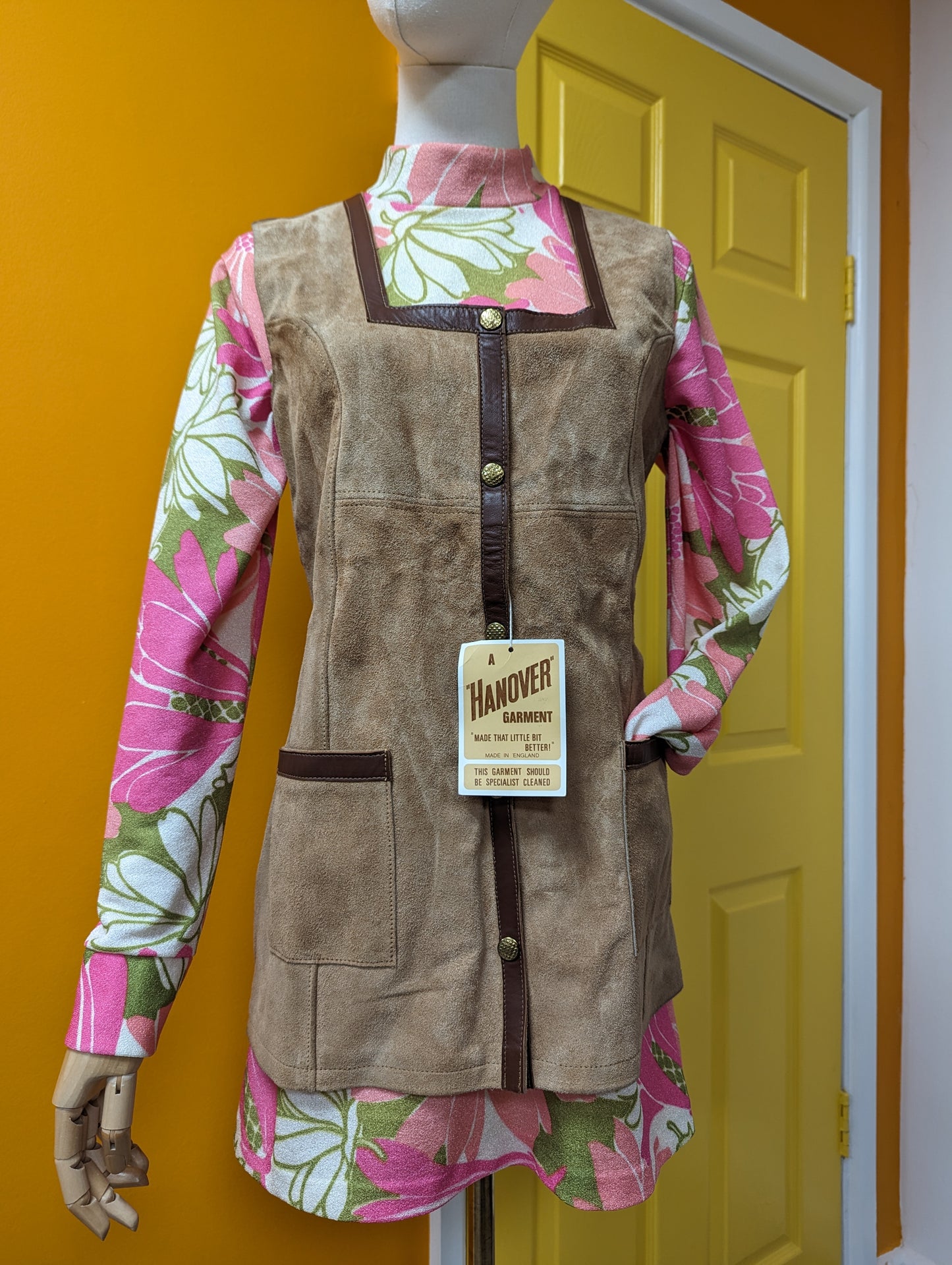 Deadstock 1970s Hanover suede waistcoat - XS/S