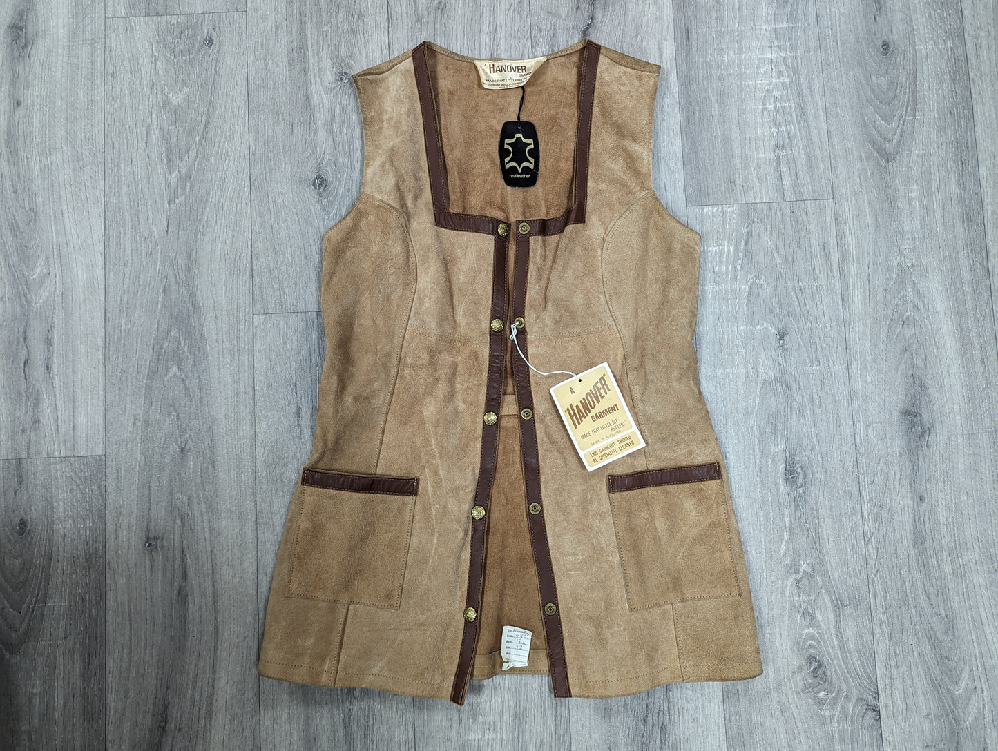 Deadstock 1970s Hanover suede waistcoat - XS/S