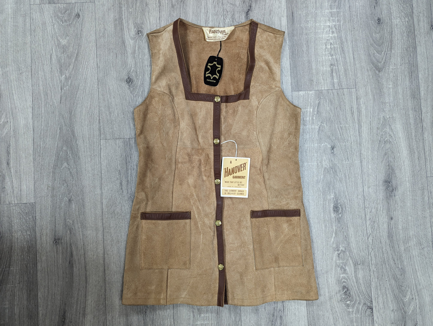 Deadstock 1970s Hanover suede waistcoat - XS/S