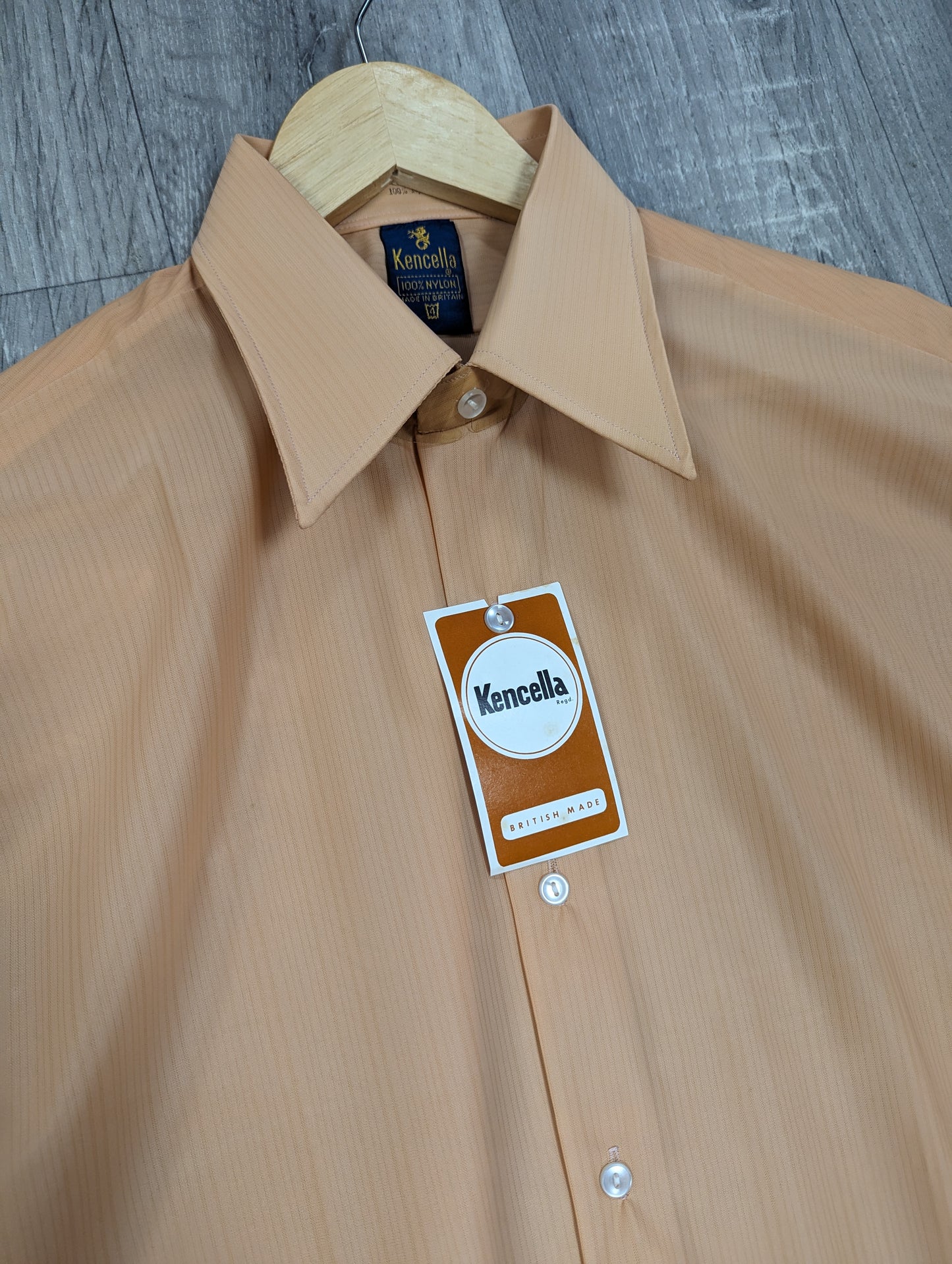 Deadstock 1970s Kencella nylon shirt and box - 16" collar