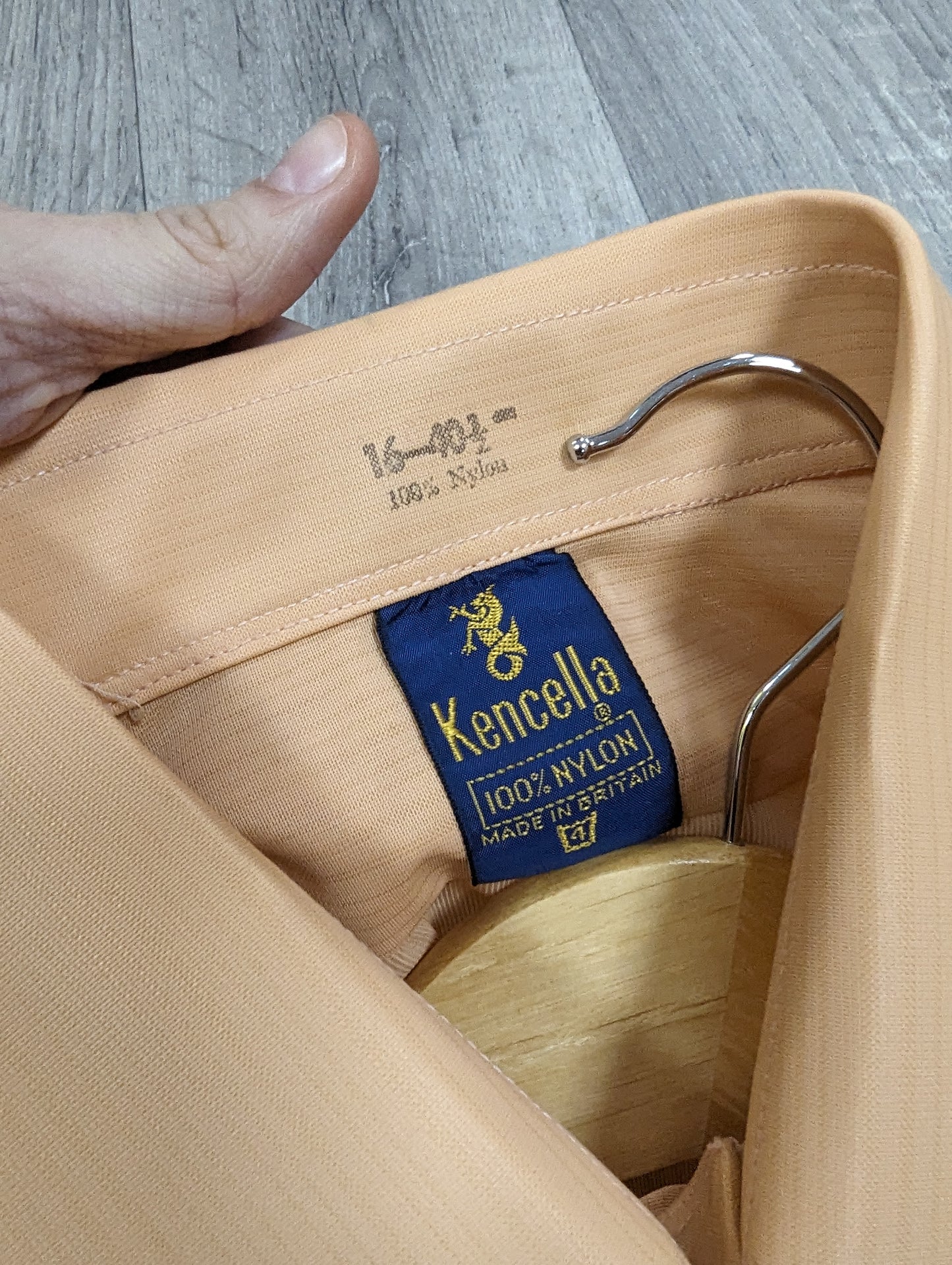 Deadstock 1970s Kencella nylon shirt and box - 16" collar