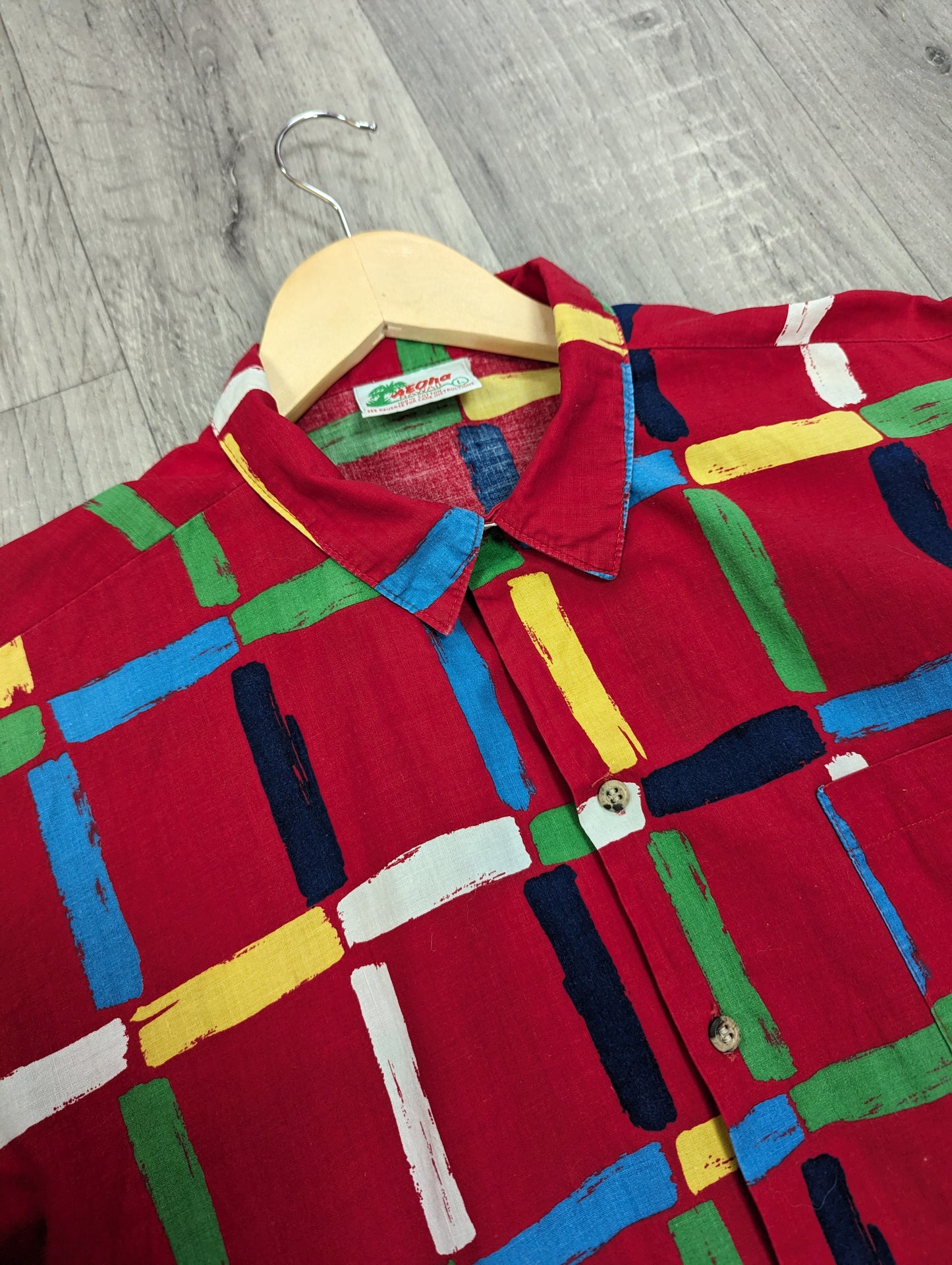 1980s Aeoha red Hawaiian cotton shirt - Large