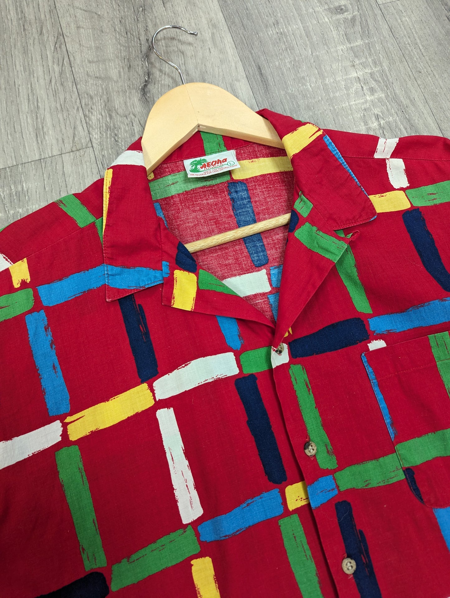 1980s Aeoha red Hawaiian cotton shirt - Large