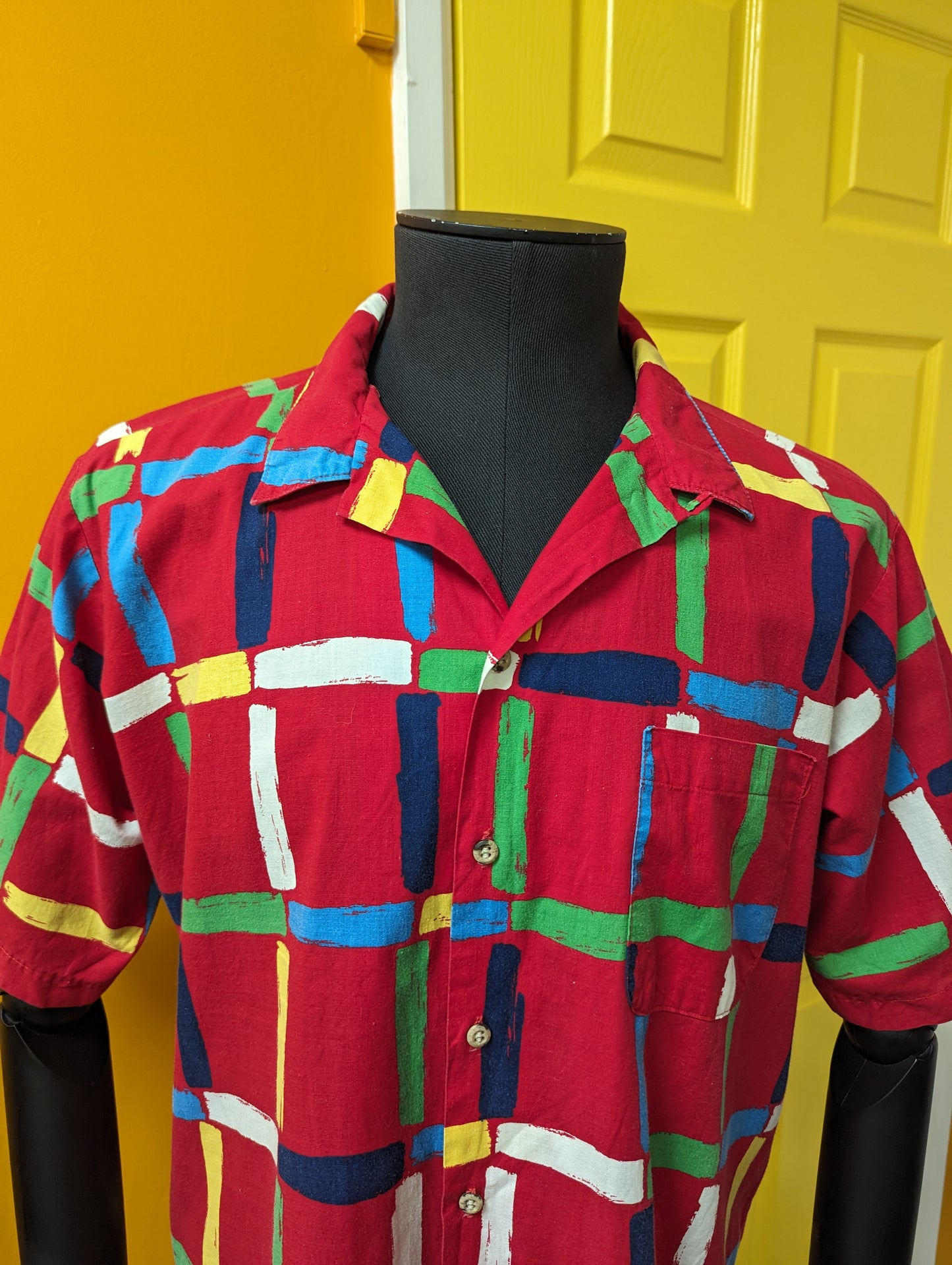 1980s Aeoha red Hawaiian cotton shirt - Large