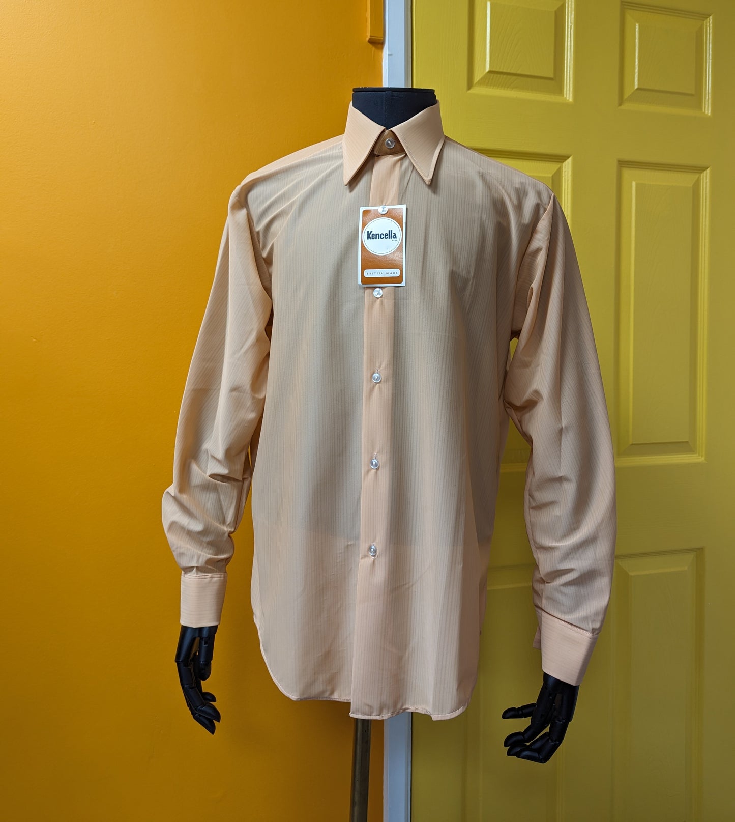 Deadstock 1970s Kencella nylon shirt and box - 16" collar