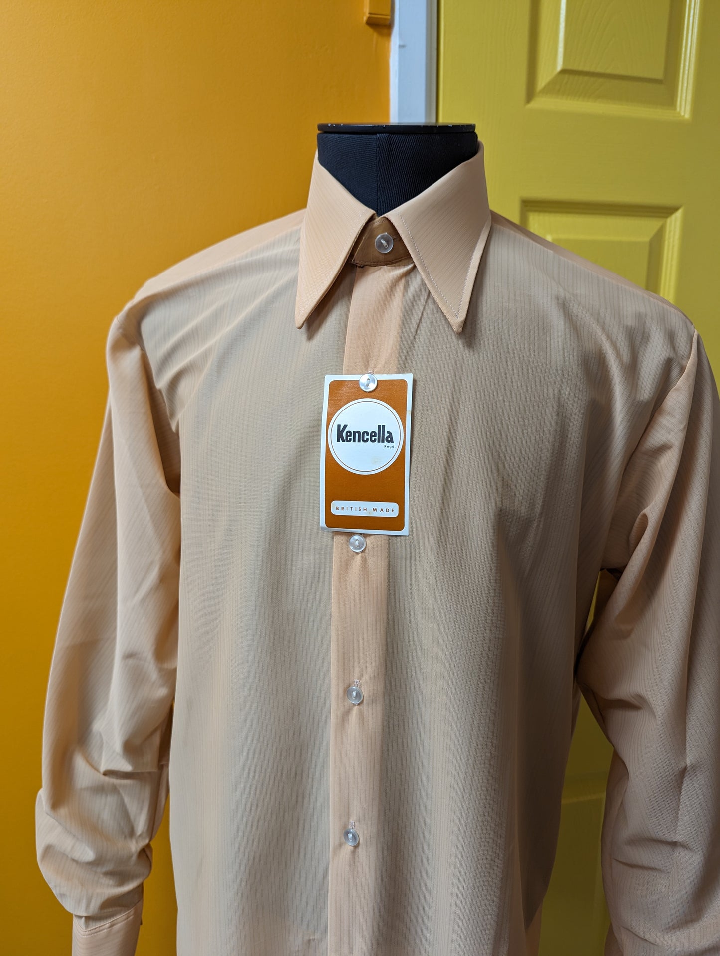 Deadstock 1970s Kencella nylon shirt and box - 16" collar