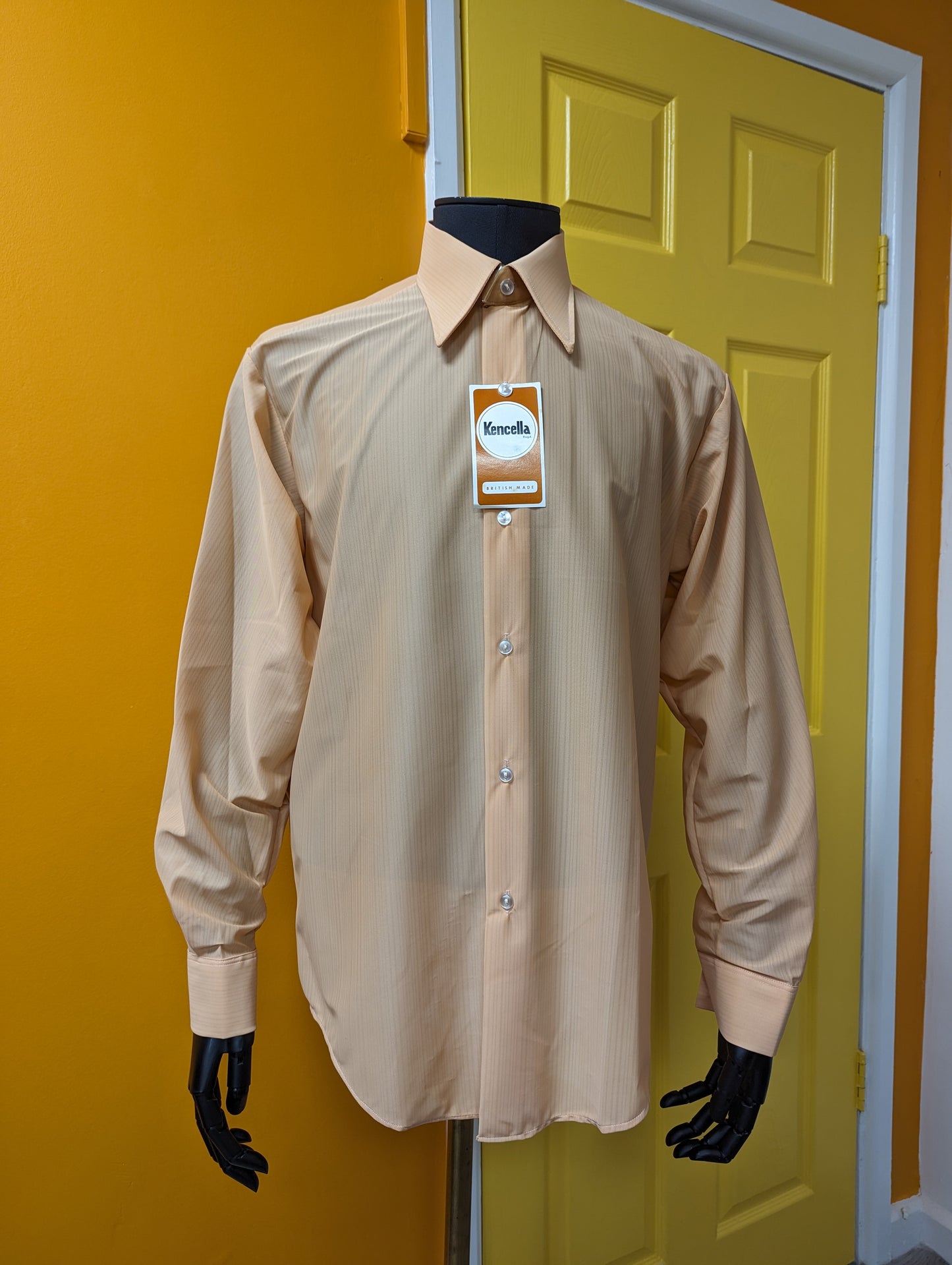 Deadstock 1970s Kencella nylon shirt and box - 16" collar